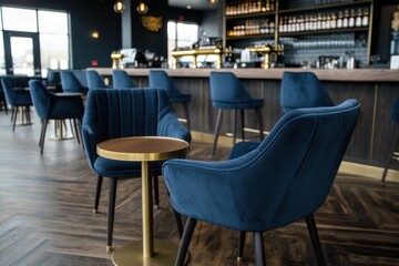 Relaxing evening at a chic bar modern lounge interior photography cozy atmosphere wide angle social engagement