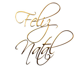 Golden feliz natal handwriting celebrating christmas festivities on black background