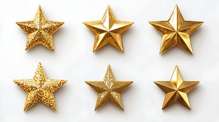 Obraz premium Collection of Gold star element on white