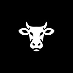 simple silhouette of cow head vector logo icon	
