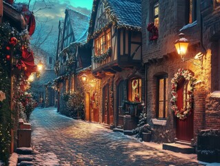 Fototapeta premium Enchanting Christmas Evening with a Magical Atmosphere and Festive Lights