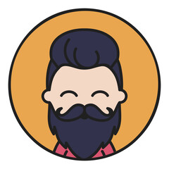 Obraz premium Bearded man's face vector icon. Hipster character