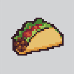 Obraz premium Pixel art illustration Taco. Pixelated Mexican Taco. Mexican Taco Icon pixelated for the pixel art game and icon for website and video game. old school retro.