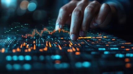 Naklejka premium businessman showing business chart growth graph and and increase of chart positive indicators business analysis of investment strategies and economic trend