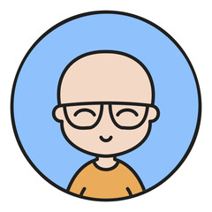 Portrait of a young bald man in stylish glasses