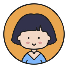 Beautiful young woman with short hair vector icon