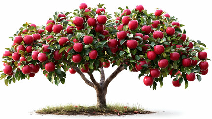 3D Render of Apple Tree with Red Apples