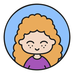 Woman girl with curly hairstyle vector icon