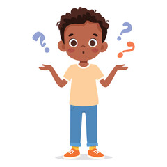 Portrait of a boy with a confused pose