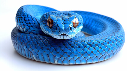 Fototapeta premium Blue Snake with Orange Eyes Illustration