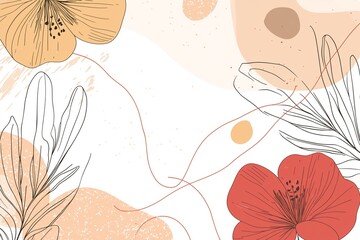 Abstract Floral Design with Soft Colors and Elegant Lines
