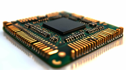 Green Circuit Board with Gold Pins - Realistic Image
