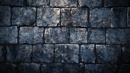 Obraz premium A Close-Up of a Dark, Weathered Stone Wall