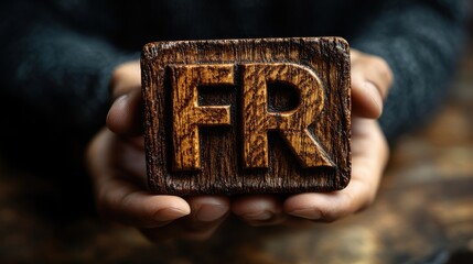 Fototapeta premium copyright protection concept registration or registration for trademark businessman hold wooden block with register trademark word and logo