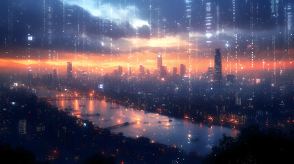Cyberpunk Cityscape Illustration