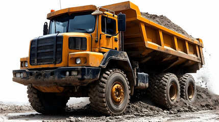 Yellow Dump Truck in Mud Realistic Image