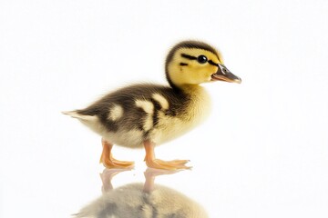 Obraz premium Adorable Duckling Standing on White Background