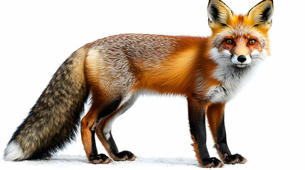 Fototapeta premium Red Fox Standing on White Background - Photo