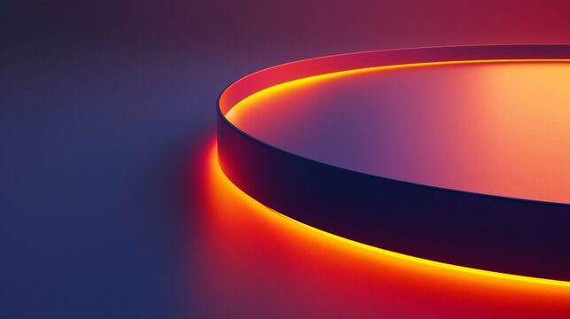 Wallpaper A glowing neon tube is forming a luminous circle with a vibrant orange color, illuminating a gradient background