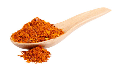 Cayenne pepper in spoon wooden on transparent png