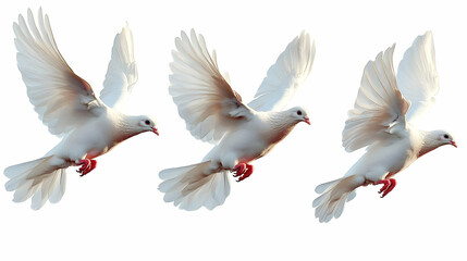 Obraz premium Three White Doves in Flight Illustration