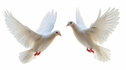 Two White Doves in Flight - Realistic Image