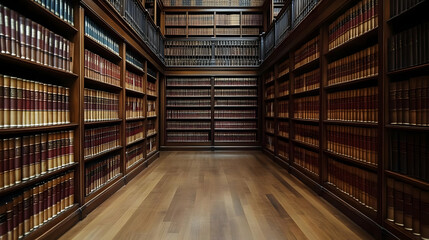 Fototapeta premium Vintage Bookshelves In A Library Interior