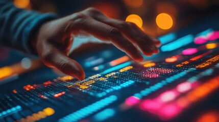 developer touching virtual interface agile software development or project management using kanban or scrum methodology boards on screen process workflow visual organization tools and framewor