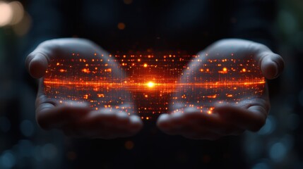 digital loading bar progress from 0 to 100 between businessman hands for information download data concep