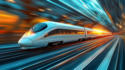 High Speed Train Through Tunnel - Realistic Image