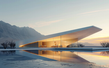 Minimalist modern art building space structure
