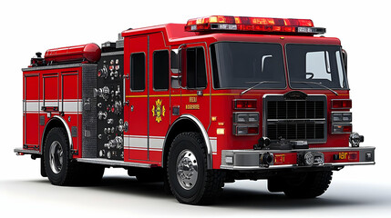 3D Render Firetruck with Lights and Siren