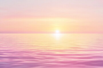 Obraz premium Tranquil Sunset Over Serene Waters: A Soft Pink Horizon