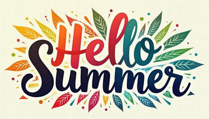 Fototapeta premium Hello Summer - Colorful Typography Design
