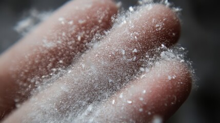 Fototapeta premium Close-up of a hand holding freshly fallen snow.