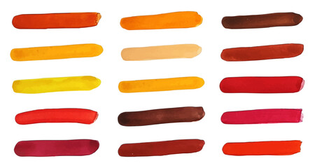 Watercolor rainbow background. A set of texture spots, smears on a white background. Vector illustration