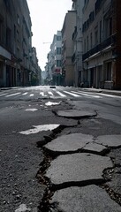 Cracked Pavement Damaged by Earthquake – Severe Ground Fractures After Seismic Activity