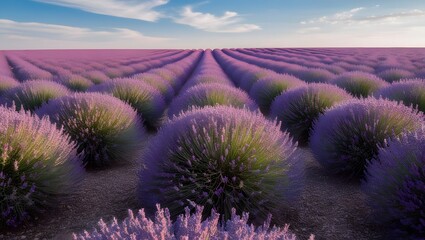Obraz premium ranquil Field of Lavender in Full Bloom Under a Cloudless Sky