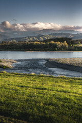 A rocky river edge in the New Zealand countryside