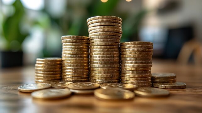 investor investment fund trader stock market businessman stacking coins different height with percentage for interest rating from differ investment financial profit return and dividend concep