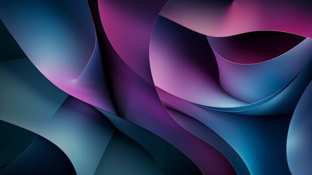 Wallpaper Abstract background with wavy shapes flowing in purple and blue tones, creating a sense of elegance and dynamism