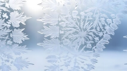 Obraz premium Frosty Window Patterns with Soft Blue and White Winter Colors