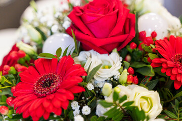 Colorful wedding bouquet with roses