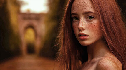 portrait of a woman with freckles