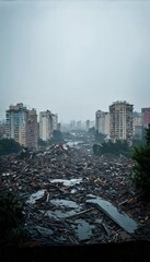 Tsunami Strikes City – Giant Wave Submerges Streets in Devastating Flood