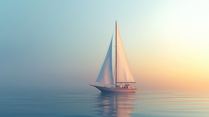 Fototapeta premium Sailboat on Calm Water at Sunset