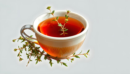 cup of tea from horsetail, made from fresh potion, from pharmacy mortar isolated with white highlights, png