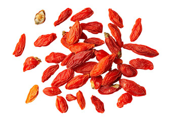 Dry red goji berries isolated png on a transparent background