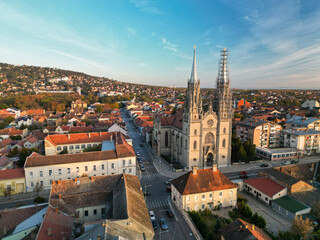 Naklejka premium Church of St. Gerhard, Vrsac, Serbia - aerial view