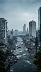 Tsunami Strikes City – Giant Wave Submerges Streets in Devastating Flood